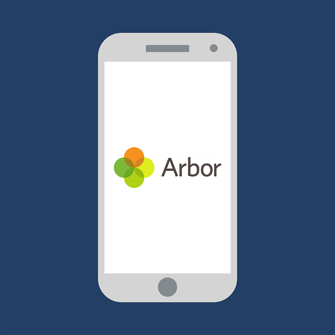 Illustration of a phone with the Arbor app