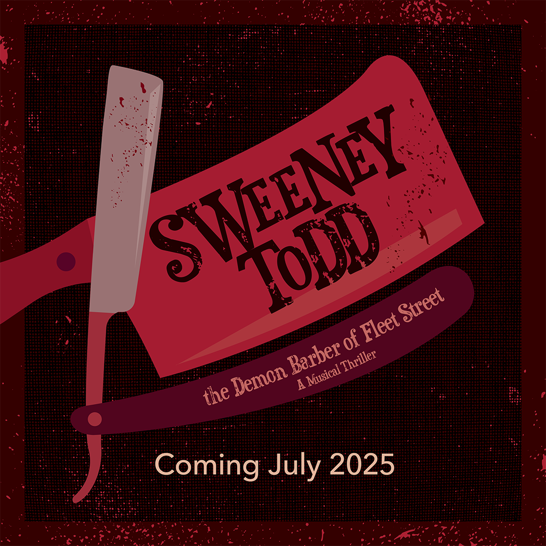 Icon promoting Trust production of Sweeney Todd featuring a barber's blade